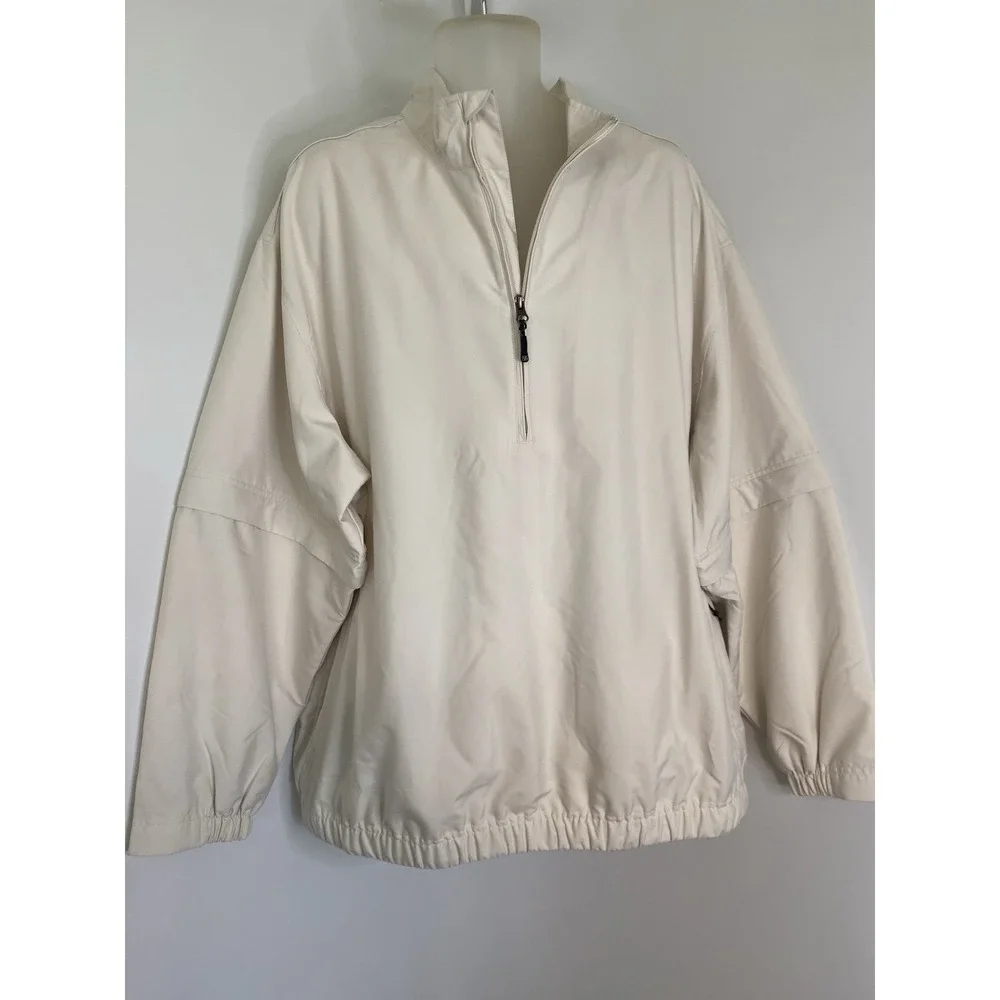 Cutter & Buck CB Windtek Half Zip Ivory Golf Jacket Men's 2XB/2TG Zipped Pockets